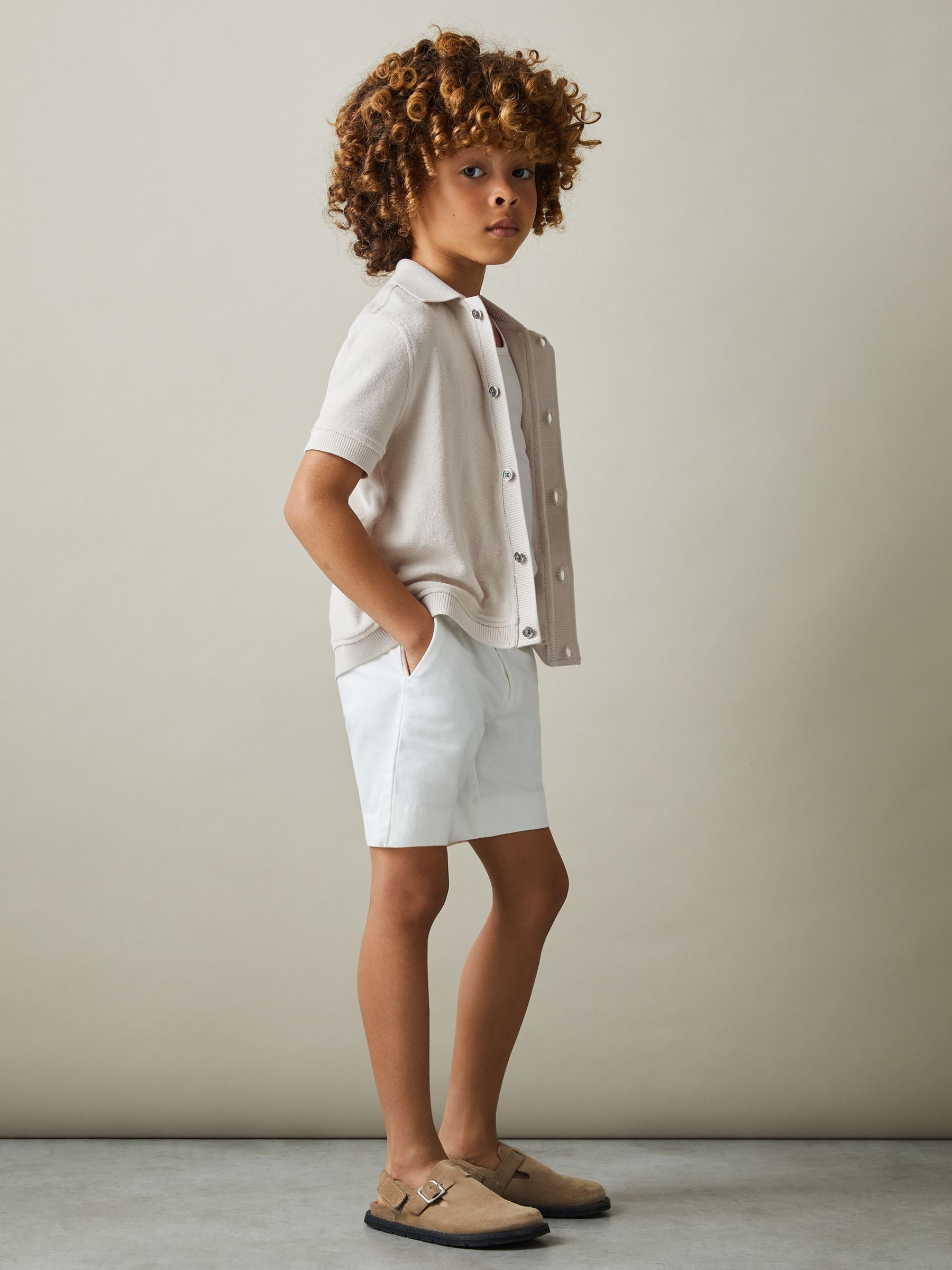Dsiney Kidz - Reiss Off White Eden 9-13 yrs Towelling Cuban Collar Shirt image 3