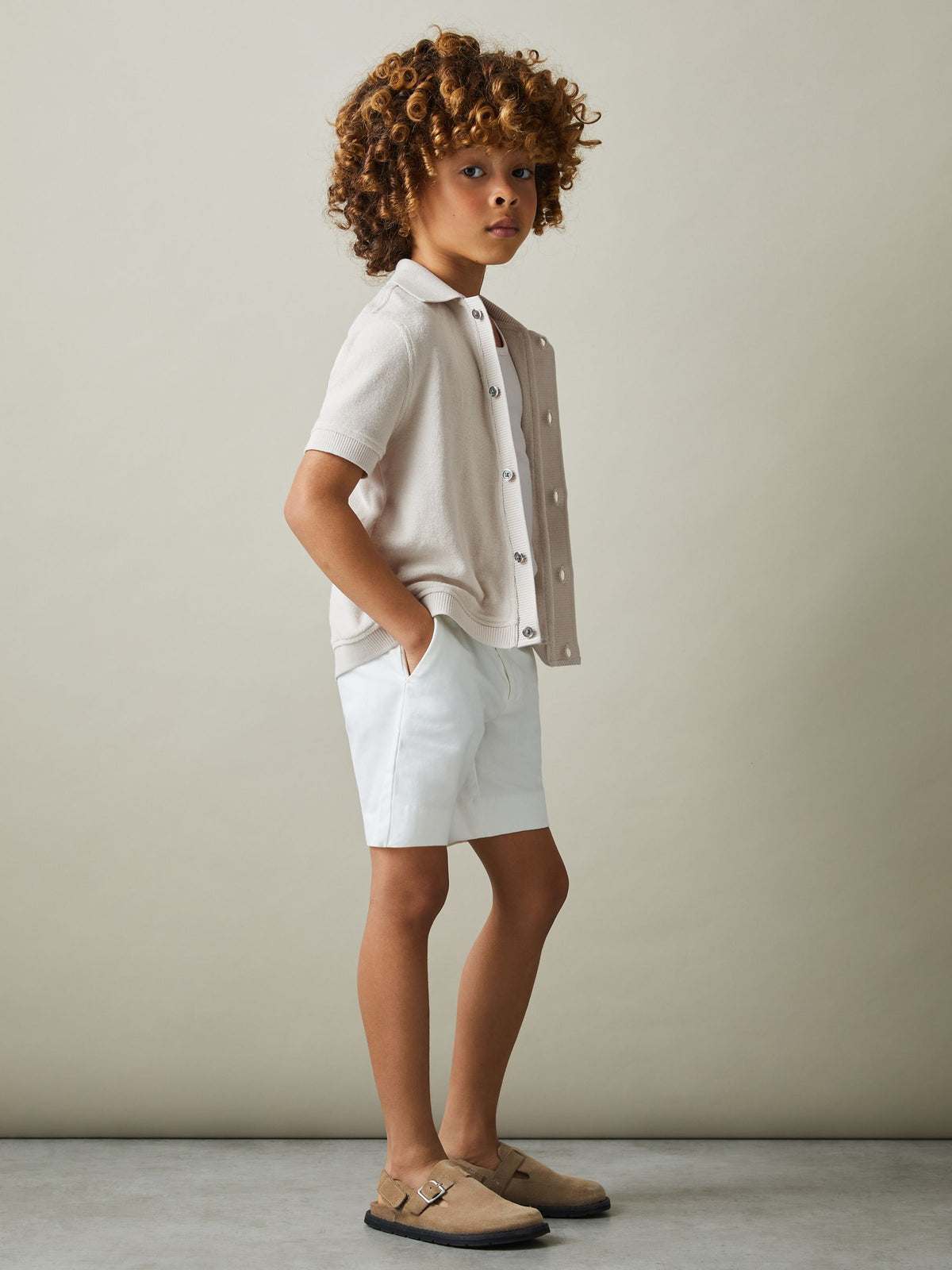 Dsiney Kidz - Reiss Off White Eden 9-13 yrs Towelling Cuban Collar Shirt image 3