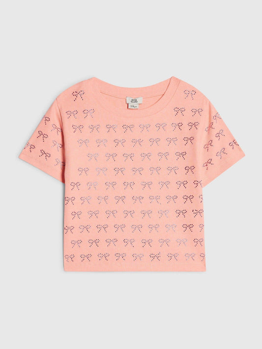 Dsiney Kidz - River Island Pink Bow Diamante Baby T-Shirt image 1