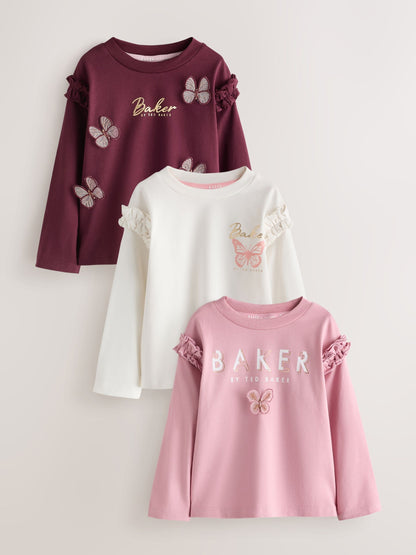 Baker by Ted Baker Berry Pink 3 Pack 3D Butterfly T-Shirts - image 1