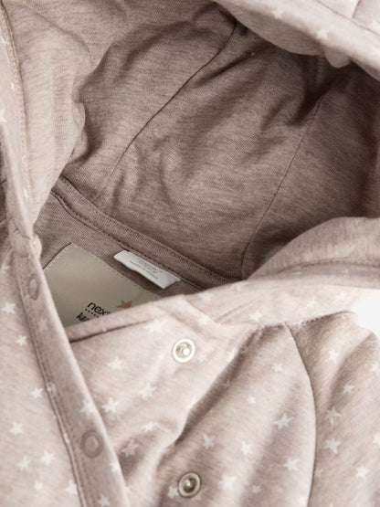 Chocolate Brown Star Jersey Wrap Baby Hooded Pramsuit