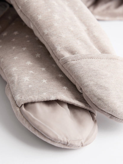 Chocolate Brown Star Jersey Wrap Baby Hooded Pramsuit