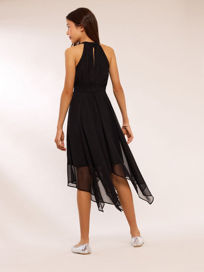 Lipsy Black Hanky Hem Halter Occasion Dress (5-16yrs) - image 4