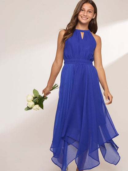 Dsiney Kidz - Lipsy Cobalt Blue Hanky Hem Halter Occasion Dress (5-16yrs) image 1