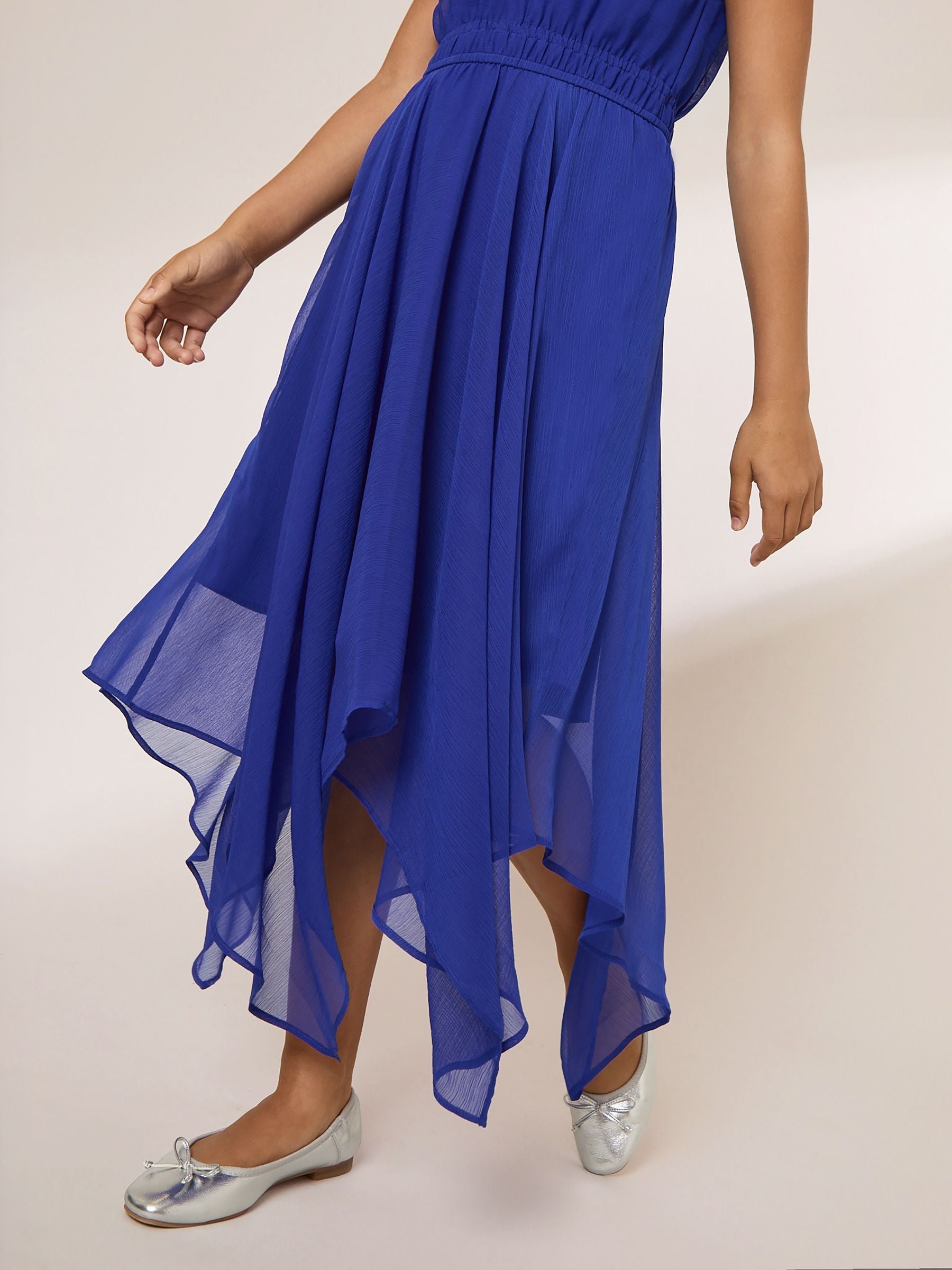 Dsiney Kidz - Lipsy Cobalt Blue Hanky Hem Halter Occasion Dress (5-16yrs) image 3