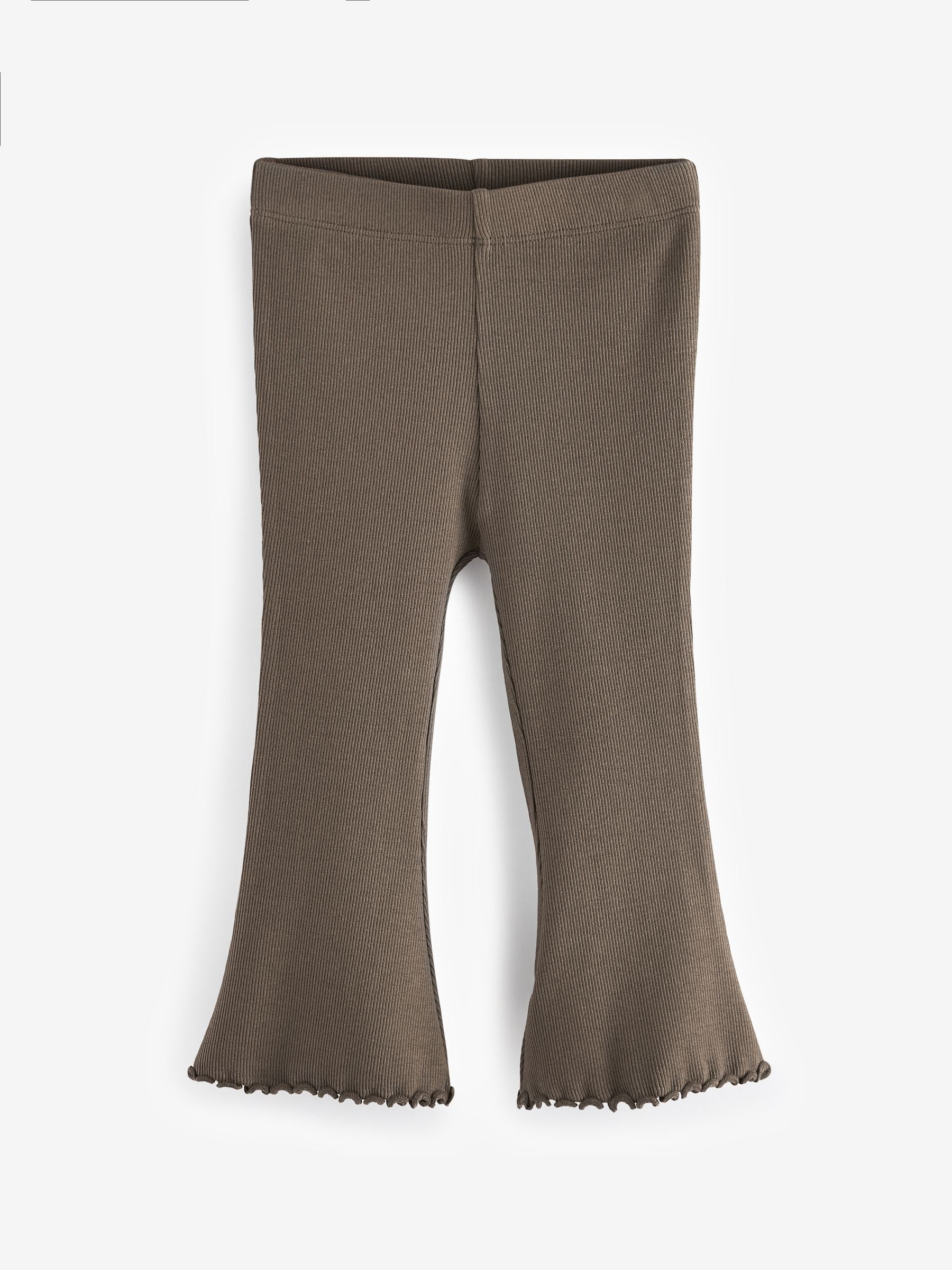Khaki Green Rib Flare Leggings (3mths-7yrs) image 1