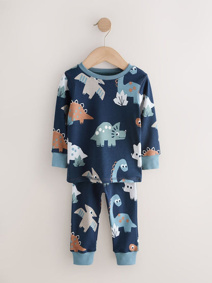 Navy/Grey Dinosaur Snuggle Pyjamas 3 Pack (9mths-8yrs)