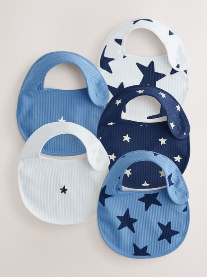 Navy Star Baby Bibs 5 Pack