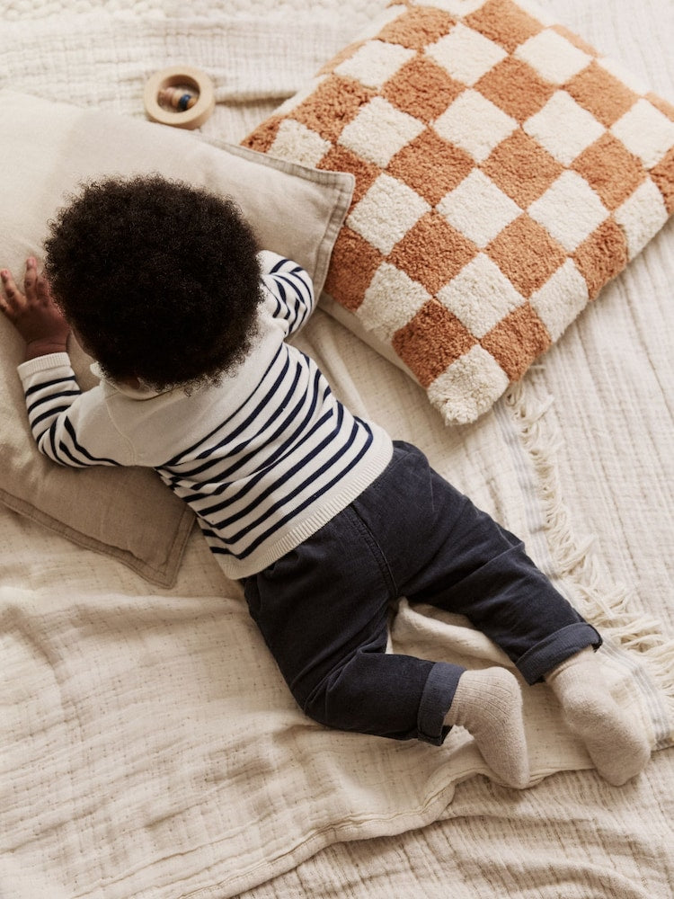 Navy Stripe Baby Knitted Top and Trousers Set (0mths-2yrs)