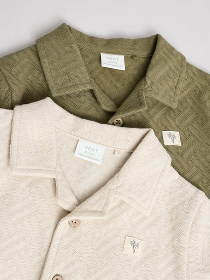 Neutral/Khaki Textured Baby Rompers 2 Pack Immediate