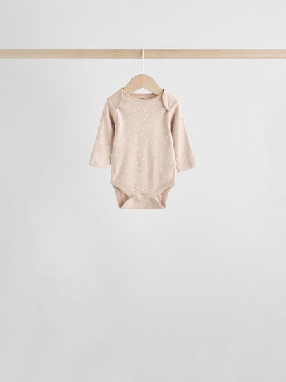 Neutral 100% Cotton Long Sleeve Baby Bodysuits 5 Pack