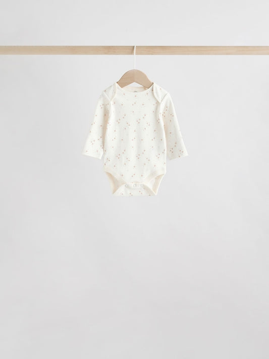 Neutral 100% Cotton Long Sleeve Baby Bodysuits 5 Pack