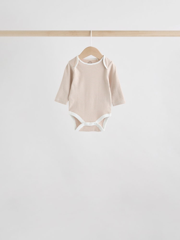 Neutral 100% Cotton Long Sleeve Baby Bodysuits 5 Pack