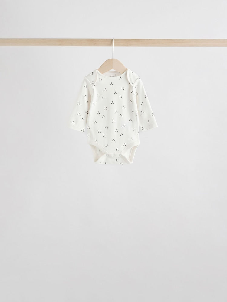 Neutral 100% Cotton Long Sleeve Baby Bodysuits 5 Pack