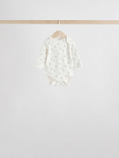 Neutral 100% Cotton Long Sleeve Baby Bodysuits 5 Pack