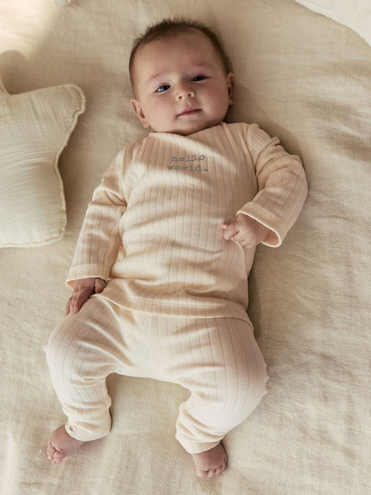 Neutral Hello World Top and Leggings Baby Set (0-18mths)