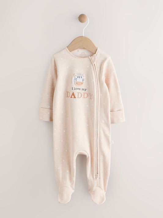 Neutral I Love My Daddy Two Way Zip Baby Sleepsuit (0-18mths)