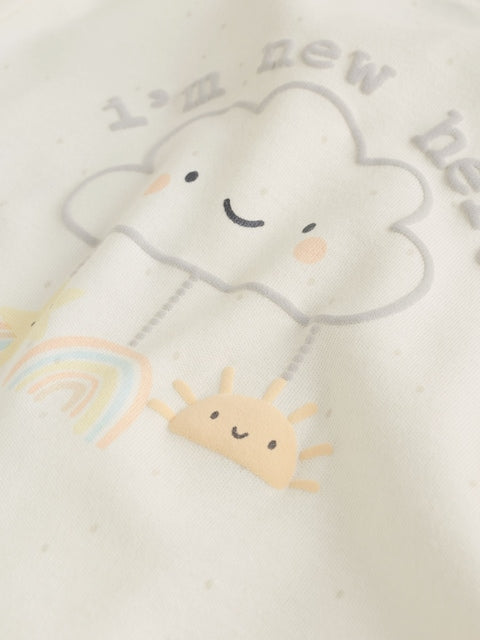 Neutral Im New Here Sleepsuit And Hat Set Immediate