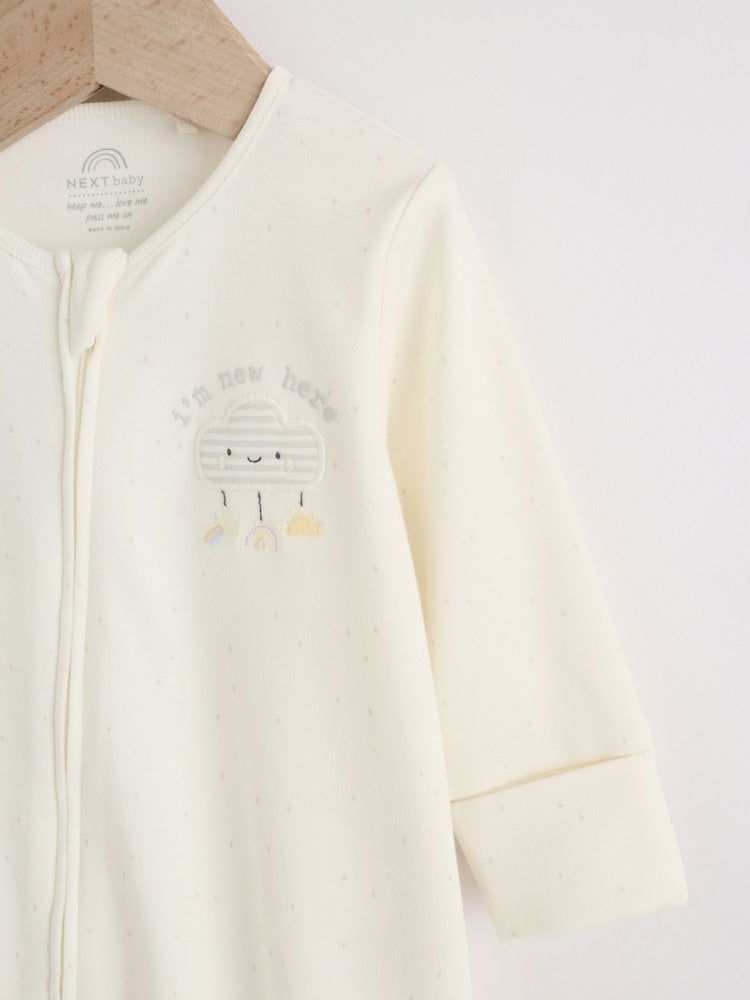 Neutral Im New Here Sleepsuit And Hat Set Immediate