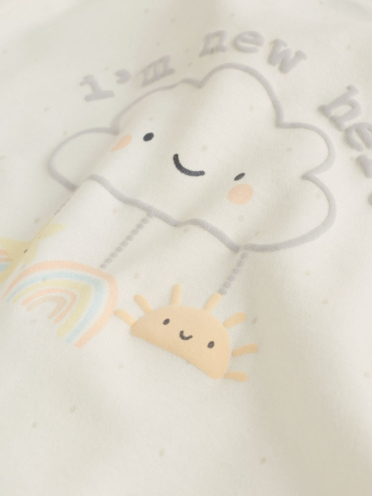 Neutral Im New Here Sleepsuit And Hat Set Immediate