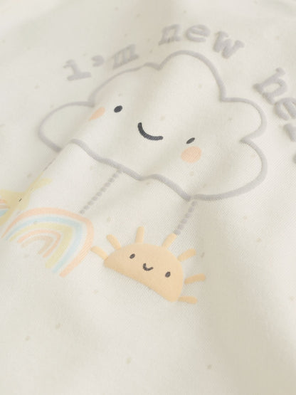 Neutral Im New Here Sleepsuit And Hat Set Immediate