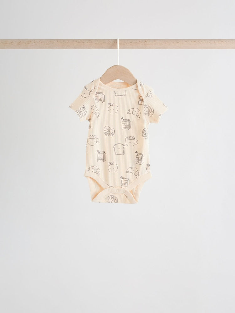 Neutral Short Sleeve Baby Bodysuits 5 Pack