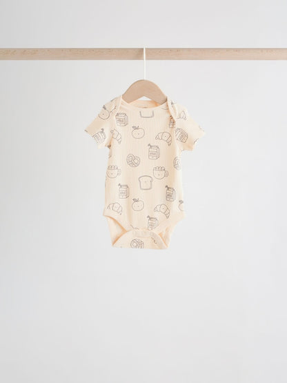 Neutral Short Sleeve Baby Bodysuits 5 Pack