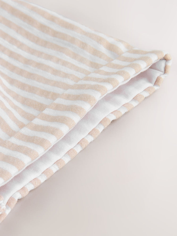 Neutral Stripe Woven Dungaree and Bodysuit Baby Set Immediate