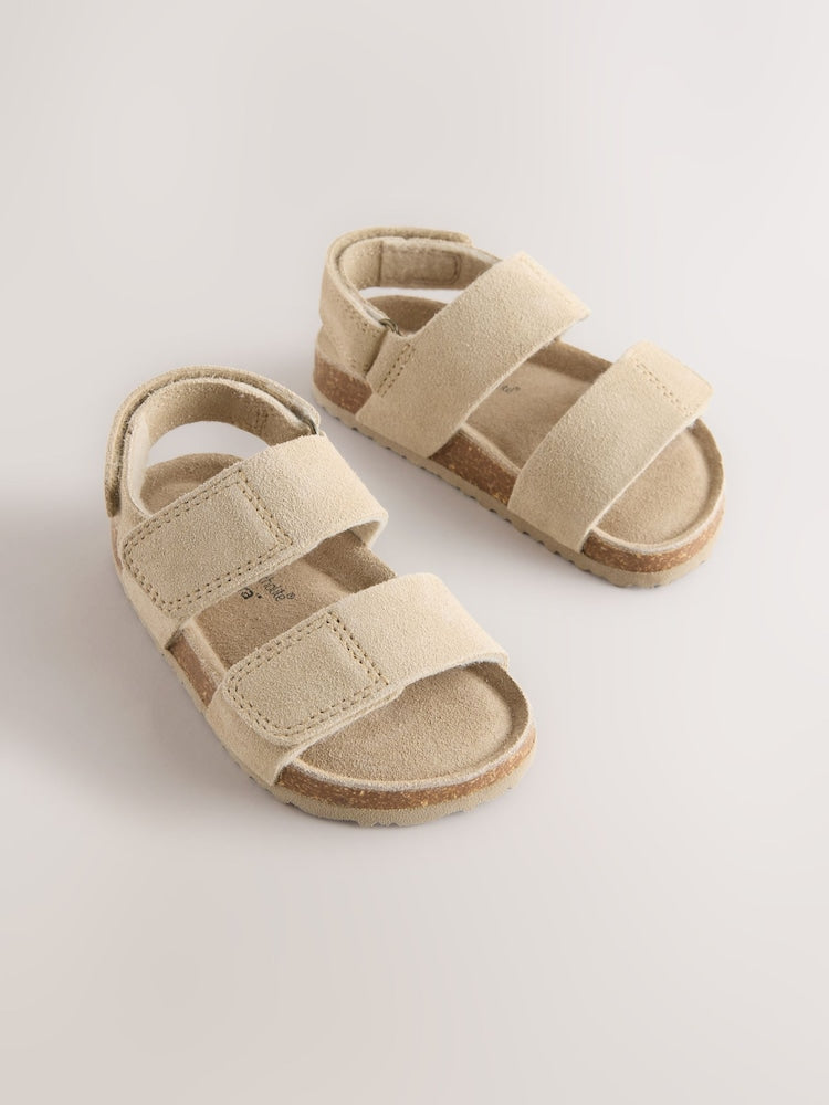 Neutral Standard Fit (F) Woven Suede Touch Fastening Sandals Immediate
