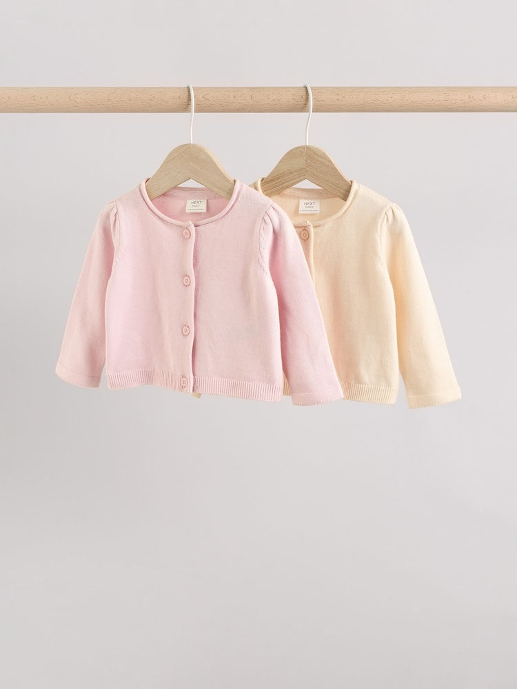 Pink/Neutral 100% Cotton Cardigans 2 Pack (0mths-3yrs)