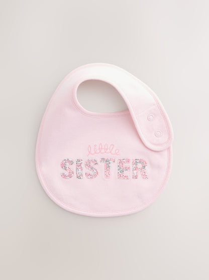 Pink/White Sister Family Baby Bibs 2 Pack