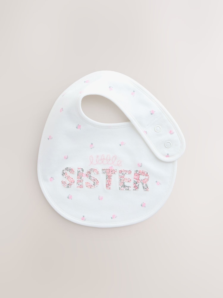 Pink/White Sister Family Baby Bibs 2 Pack