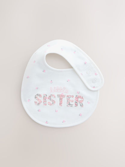 Pink/White Sister Family Baby Bibs 2 Pack