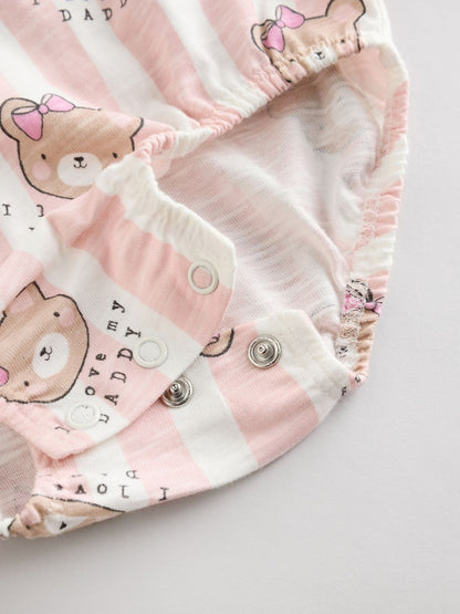 Pink/White Stripe I Love My Daddy Baby Bloomer Romper Immediate