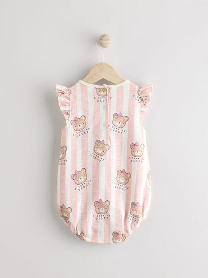 Pink/White Stripe I Love My Daddy Baby Bloomer Romper Immediate