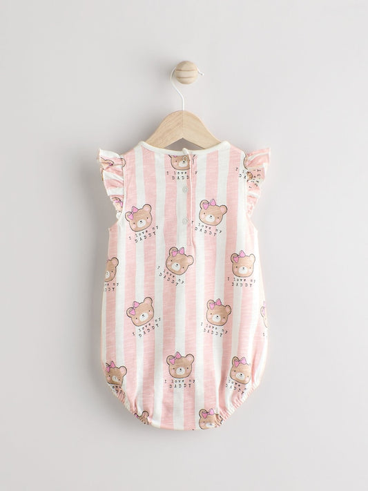 Pink/White Stripe I Love My Daddy Baby Bloomer Romper Immediate