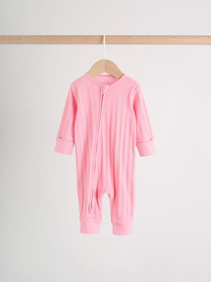 Pink/Yellow Baby Sleepsuits 3 Pack (0mths-3yrs)