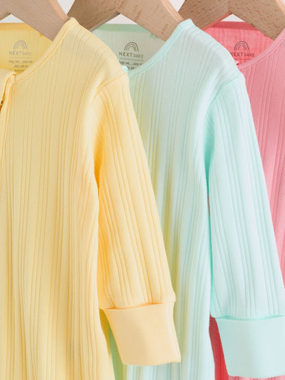 Pink/Yellow Baby Sleepsuits 3 Pack (0mths-3yrs)