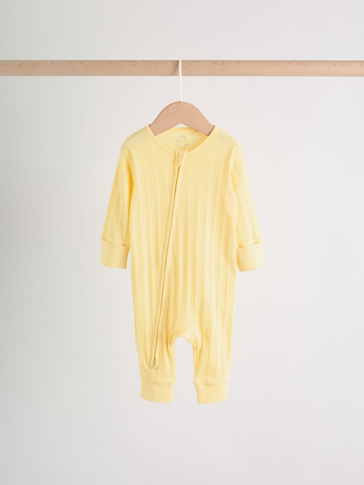 Pink/Yellow Baby Sleepsuits 3 Pack (0mths-3yrs)