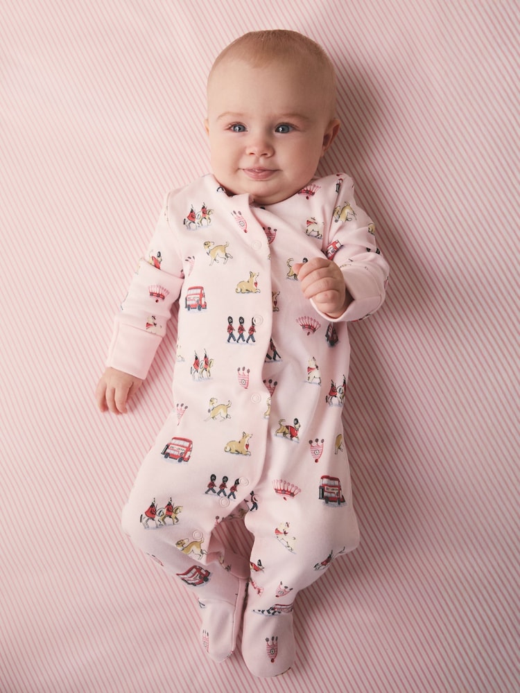 Pink Cath Kidston London Baby Sleepsuit