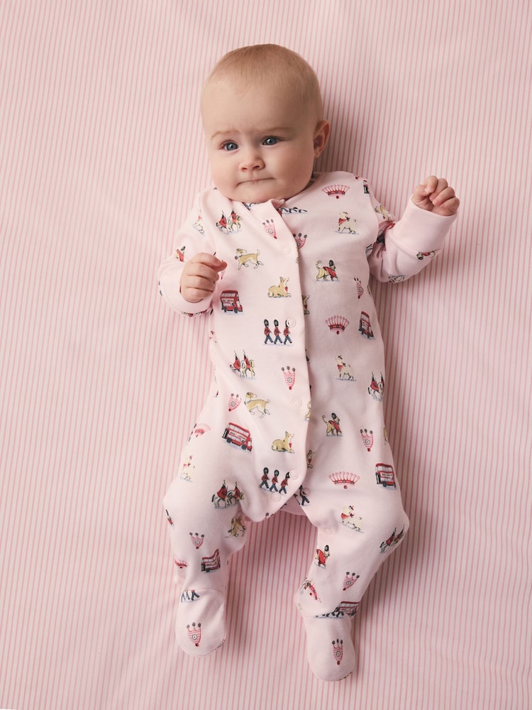 Pink Cath Kidston London Baby Sleepsuit