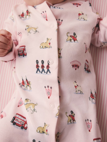 Pink Cath Kidston London Baby Sleepsuit