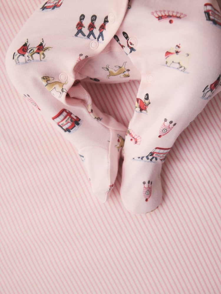Pink Cath Kidston London Baby Sleepsuit
