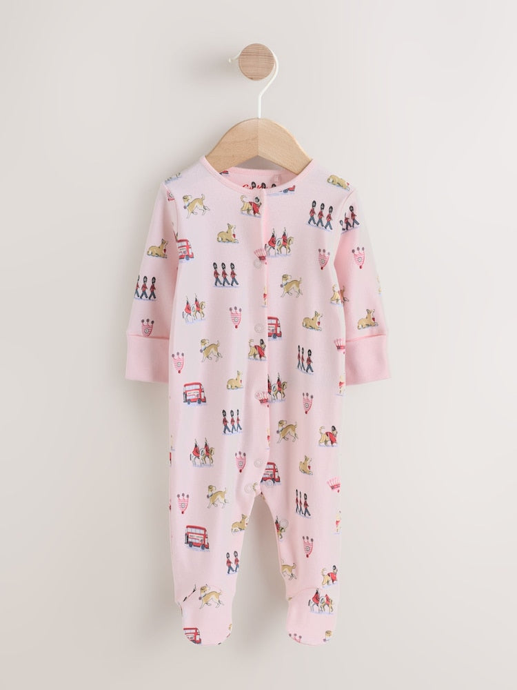 Pink Cath Kidston London Baby Sleepsuit
