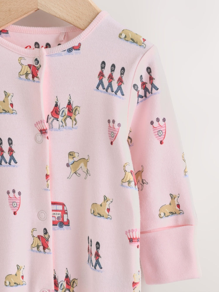 Pink Cath Kidston London Baby Sleepsuit