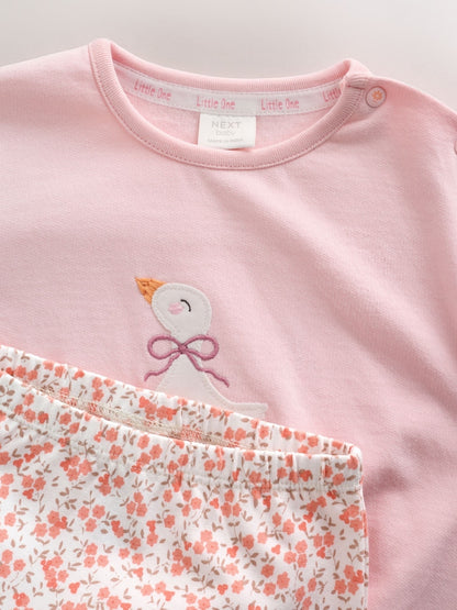 Pink Duck Sweat Top and Leggings Set Immediate