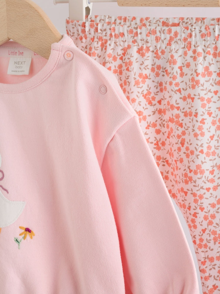 Pink Duck Sweat Top and Leggings Set Immediate