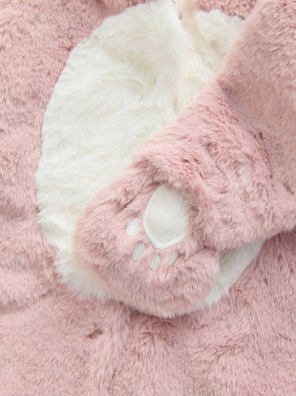 Pink Faux Fur Baby Bunny Pramsuit Immediate