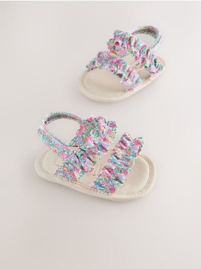 Pink Floral Baby Ruffle Sandals Immediate