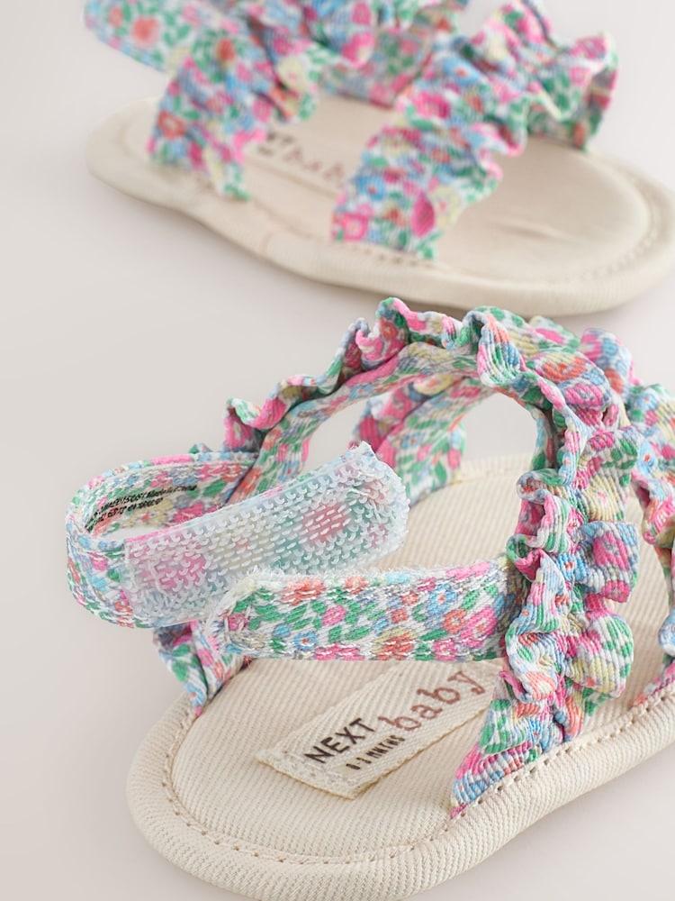 Pink Floral Baby Ruffle Sandals Immediate